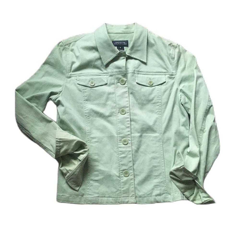 Jones New York Green Button Down Collared Shirt